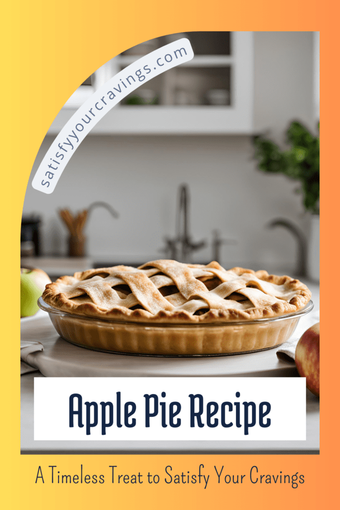 Freshly baked apple pie on kitchen counter with lattice crust surrounded by raw apples in a modern kitchen setting, perfect for fall dessert recipes.