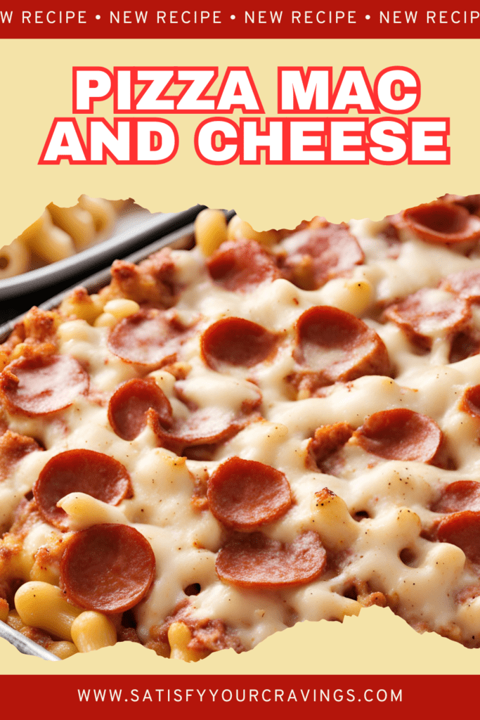 Delicious homemade Pizza Mac and Cheese topped with pepperoni and melted mozzarella, baked to golden perfection. Comfort food fusion combining cheesy macaroni and savory pizza flavors.