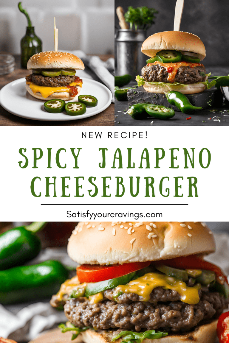 New recipe alert! Delicious Spicy Jalapeño Cheeseburgers featuring juicy beef patties, melted pepper jack cheese, fresh tomatoes, crisp lettuce, and homemade jalapeño aioli. Perfect for summer BBQs and casual dinners. Visit Satisfyyourcravings.com for the full recipe and step-by-step instructions. #SpicyJalapeñoCheeseburger #NewRecipe #SummerBBQ #SatisfyYourCravings