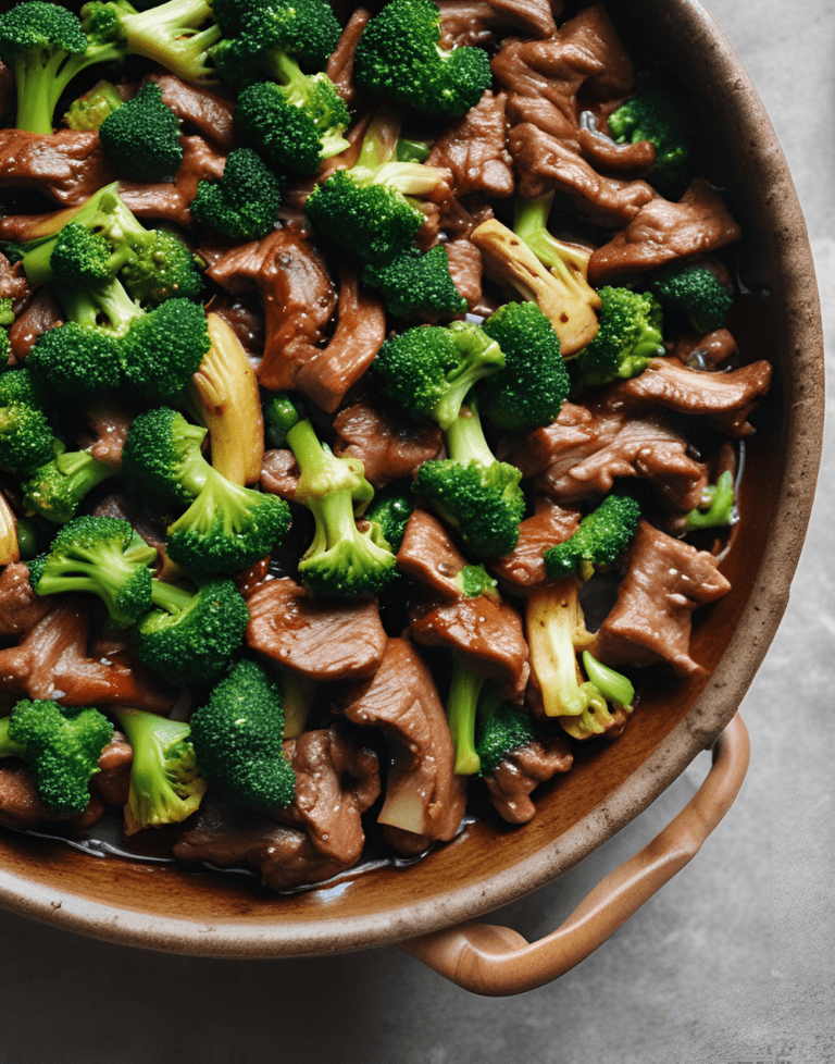 Close-Up of Beef and Broccoli Stir Fry in a Pan