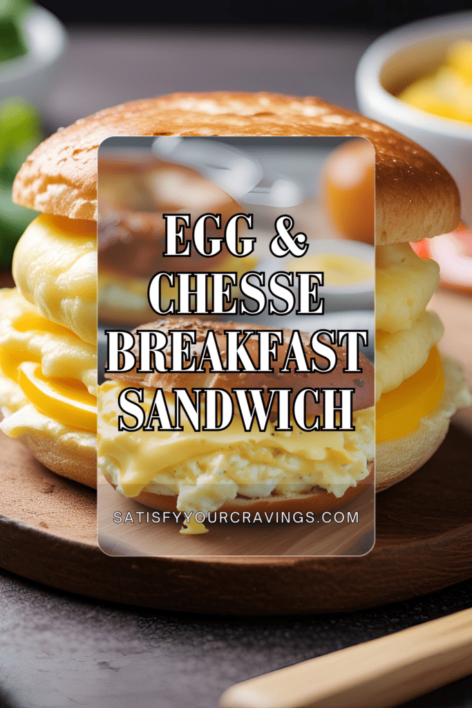 Egg and Cheese Breakfast Sandwich on a sesame seed bagel, served with fresh oranges.