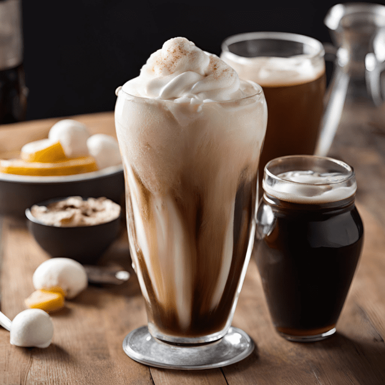 Tall glass of root beer float with vanilla ice cream and whipped cream.