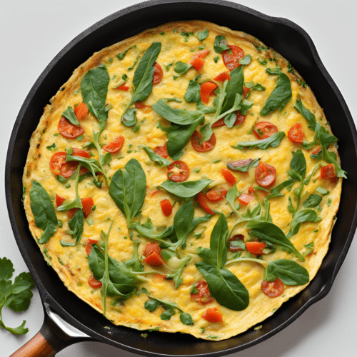 Delicious Vegetable Omelette Served with Coffee and Orange Juice