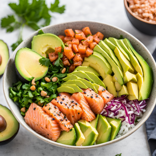 This colorful Salmon and Avocado Poke Bowl is not only visually appealing but also packed with nutrients. Featuring sushi-grade salmon, fresh avocado, and a medley of vegetables, this poke bowl is perfect for a healthy lunch or dinner. Visit 'Satisfy Your Cravings' for the full recipe and step-by-step instructions!