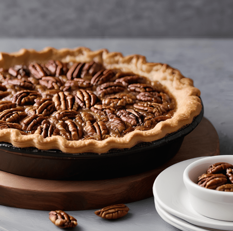 Classic pecan pie with a napkin