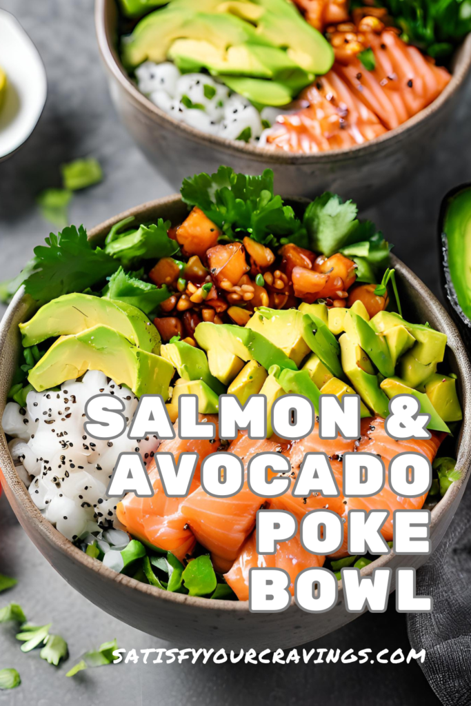 Fresh and Healthy Salmon and Avocado Poke Bowl with Sesame Seeds