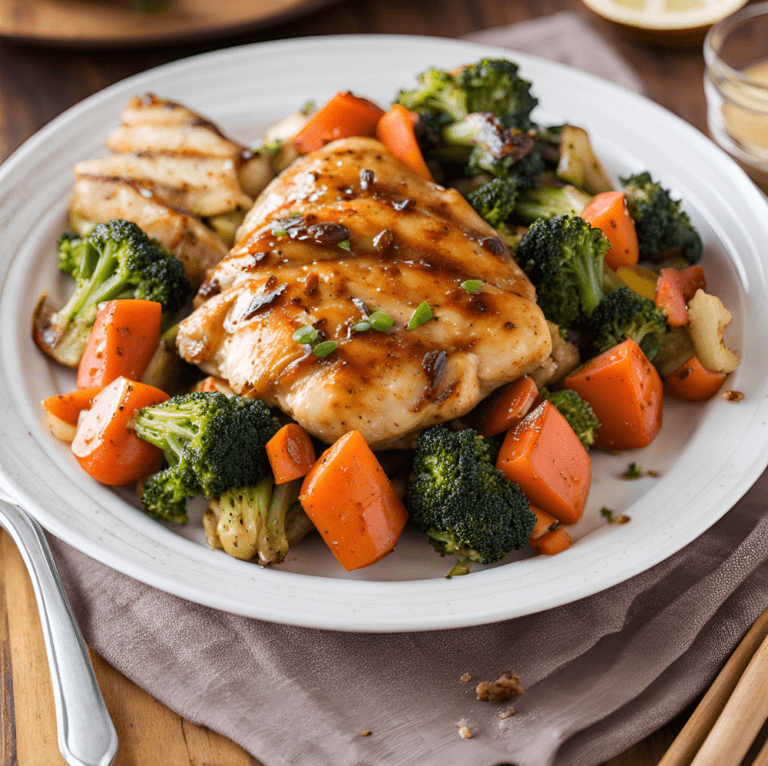 Grilled Honey Garlic Chicken with Carrots and Broccoli