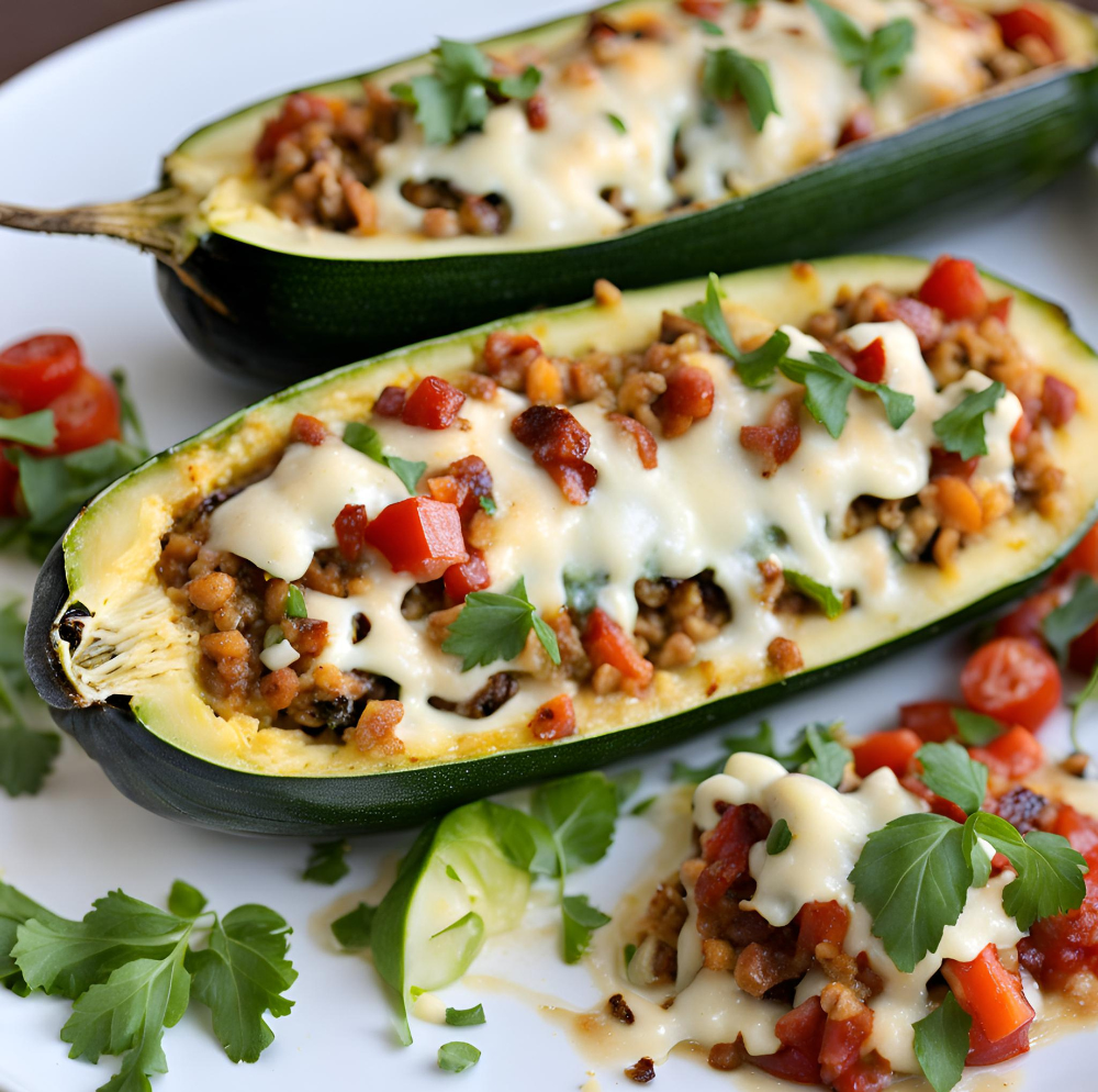 Stuffed Zucchini Boats with Quinoa and Cheese