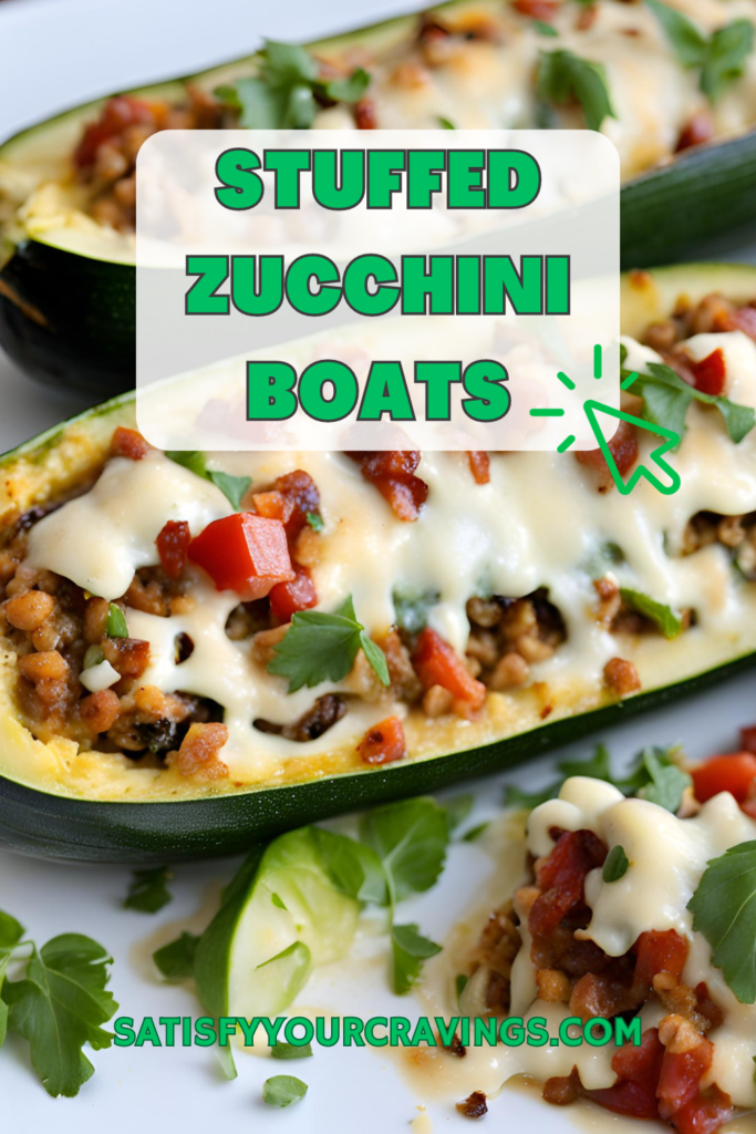 Stuffed Zucchini Boats with Ground Turkey and Melted Cheese