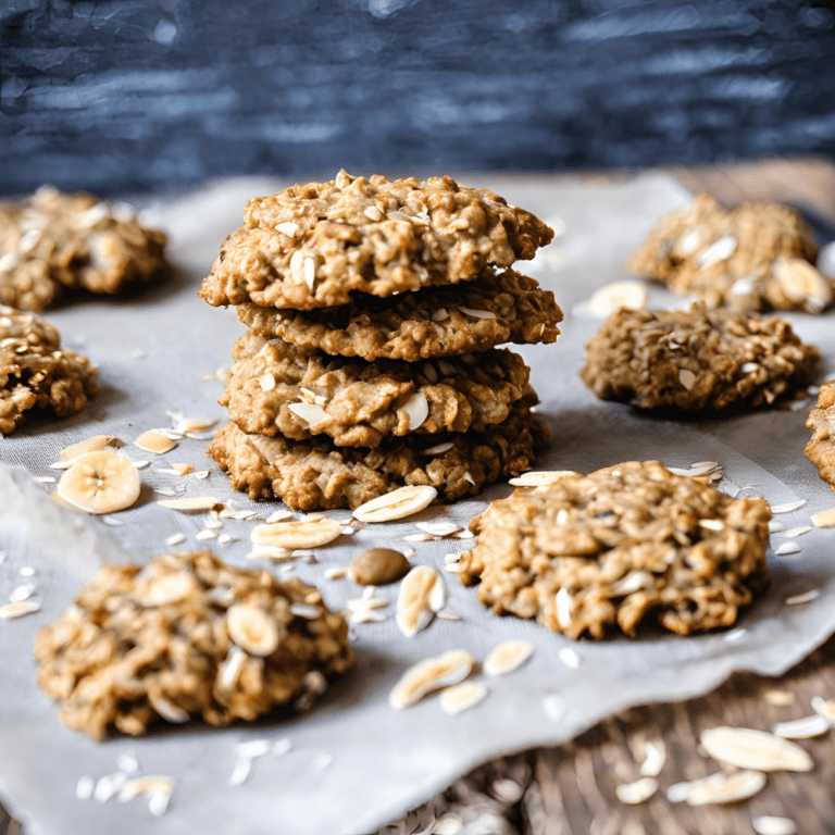 Banana oat cookies with oats and sliced bananas on parchment paper.