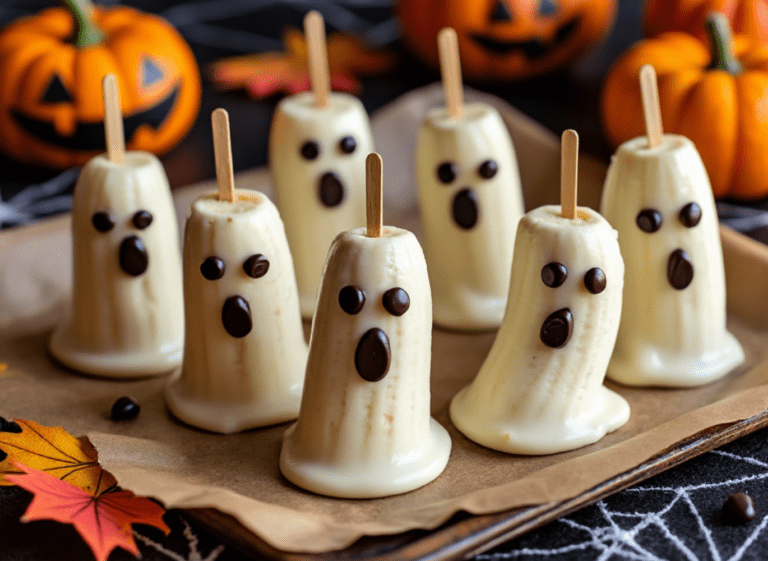 White Chocolate Banana Ghosts for Halloween