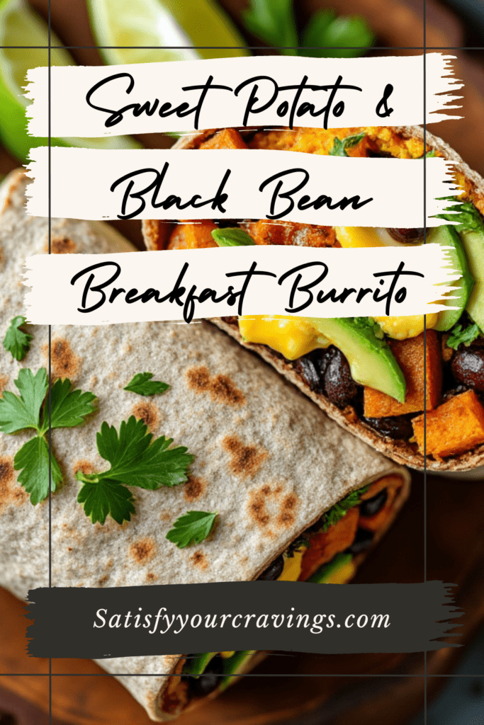 Sweet Potato and Black Bean Breakfast Burrito promotional graphic