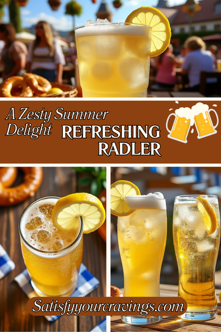 A refreshing Radler with lemon slice and pretzels – a zesty summer drink.