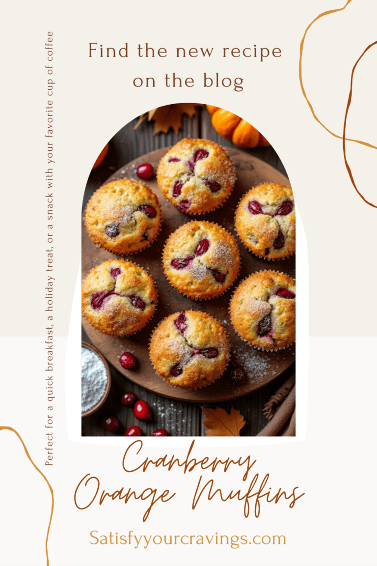 Cranberry orange muffins surrounded by cranberries, oranges, and pumpkins, styled for Thanksgiving.