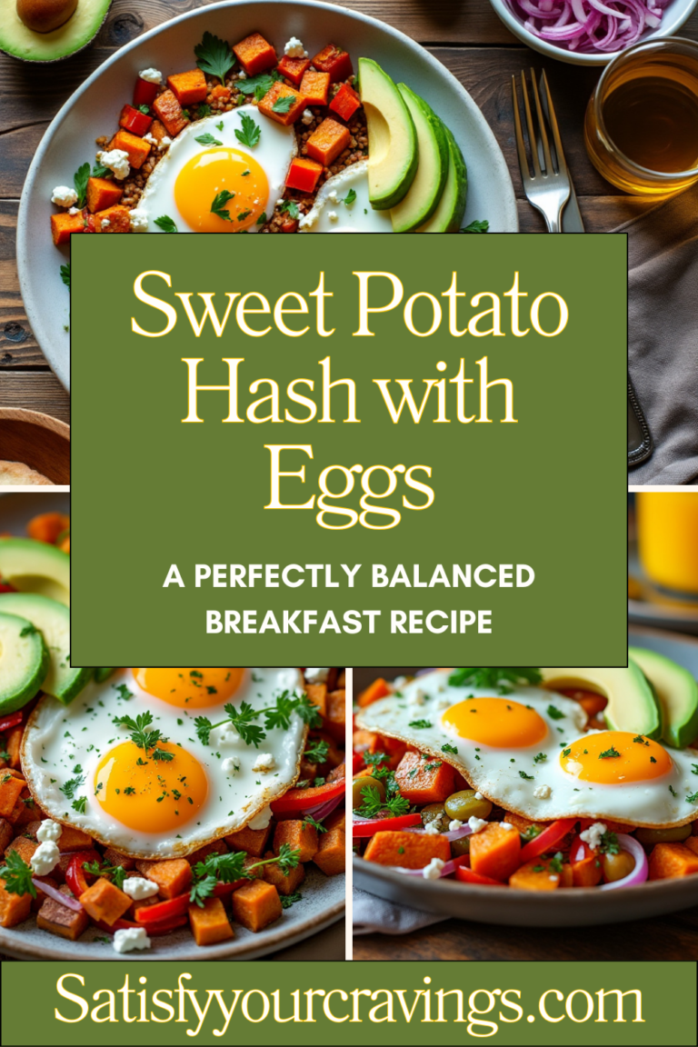 Sweet Potato Hash with Eggs - A hearty and healthy breakfast recipe featuring sweet potatoes, eggs, avocado, and vibrant vegetables.