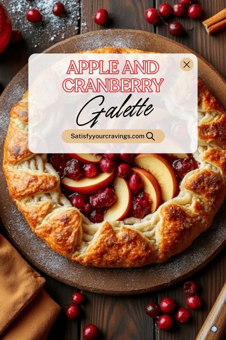 Rustic Apple and Cranberry Galette with title overlay for recipe promotion.