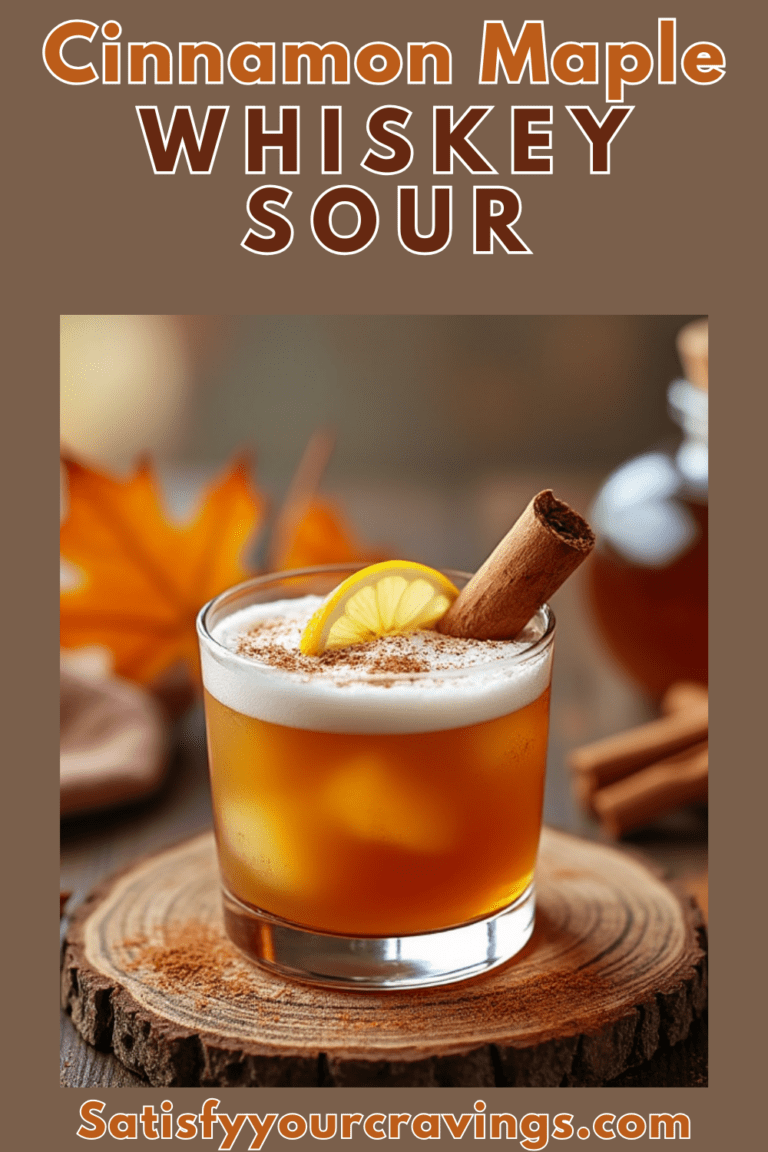 Cinnamon Maple Whiskey Sour Pinterest pin for satisfyyourcravings.com.