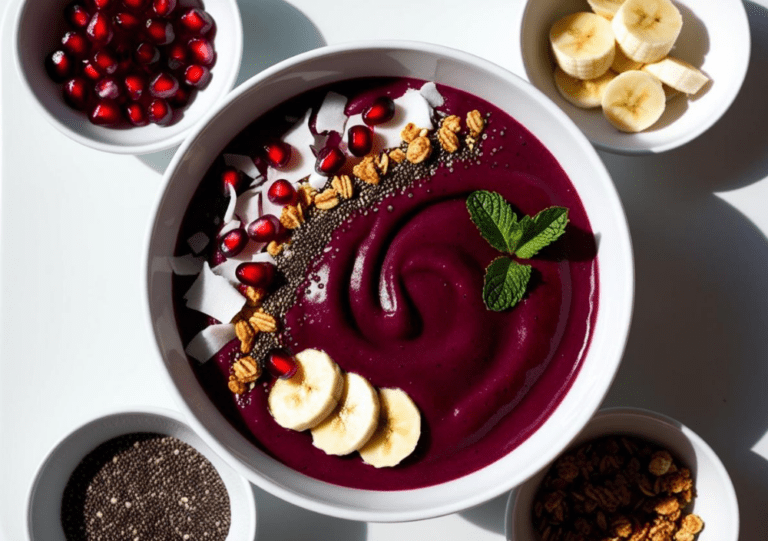 A minimalist pomegranate smoothie bowl w