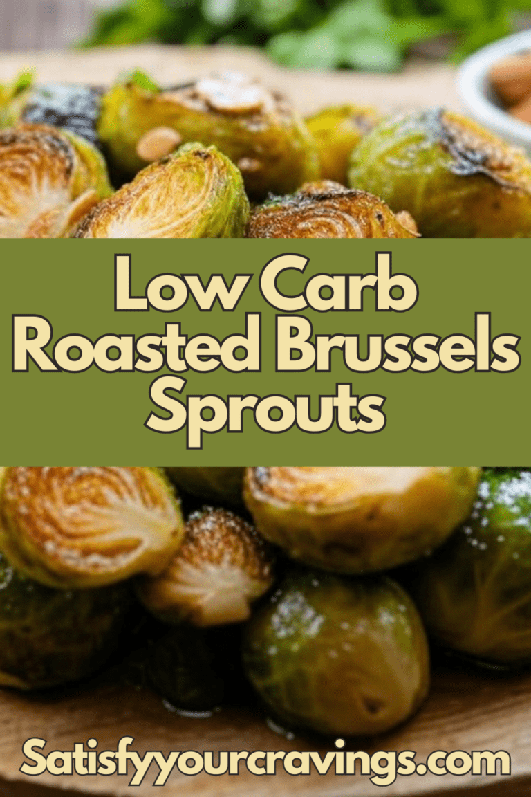 A collage of roasted Brussels sprouts with the text "Low Carb Roasted Brussels Sprouts" across the center.