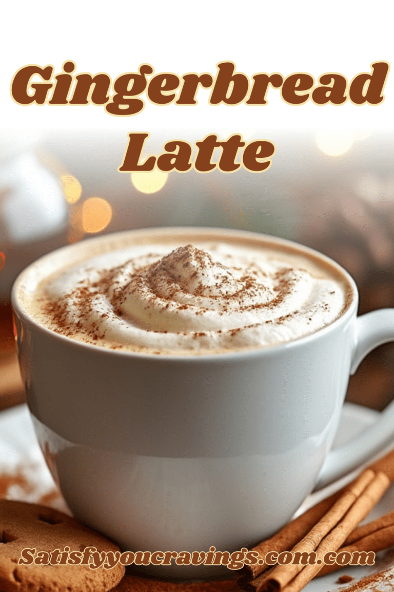 A Pinterest-ready graphic featuring a gingerbread latte with the text “Gingerbread Latte.”