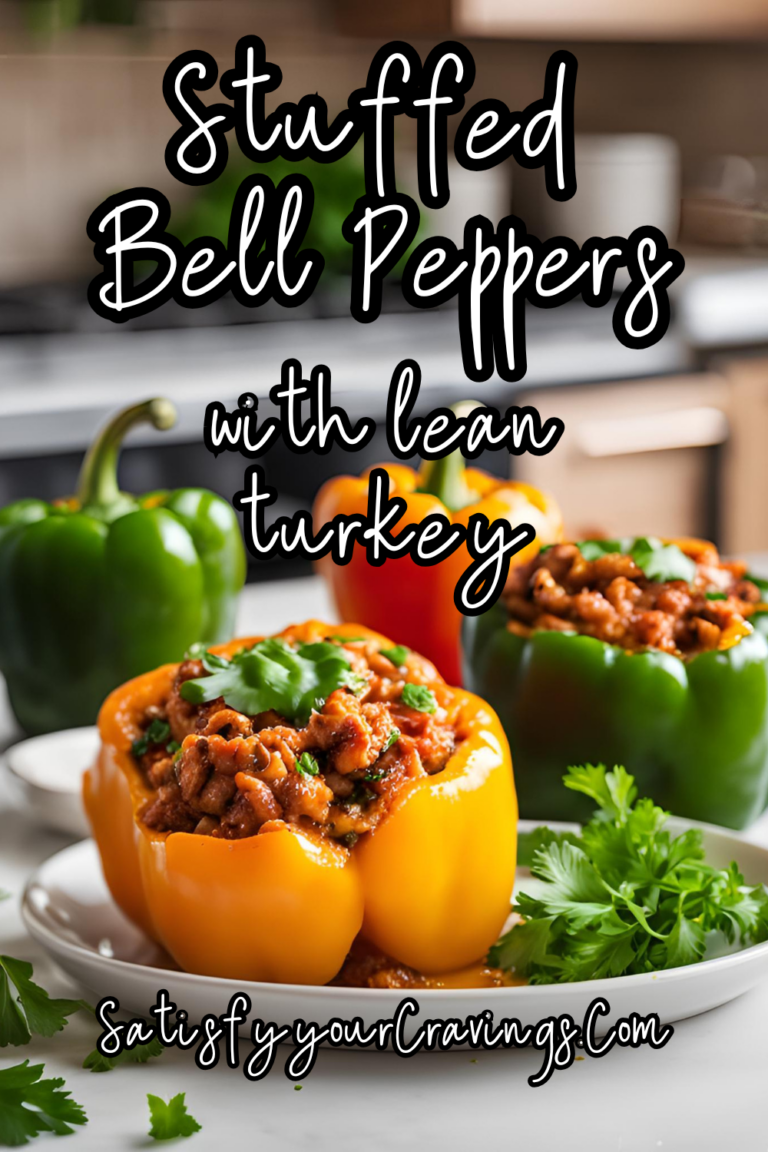 Vibrant stuffed bell peppers filled with lean turkey on a plate with parsley garnish.