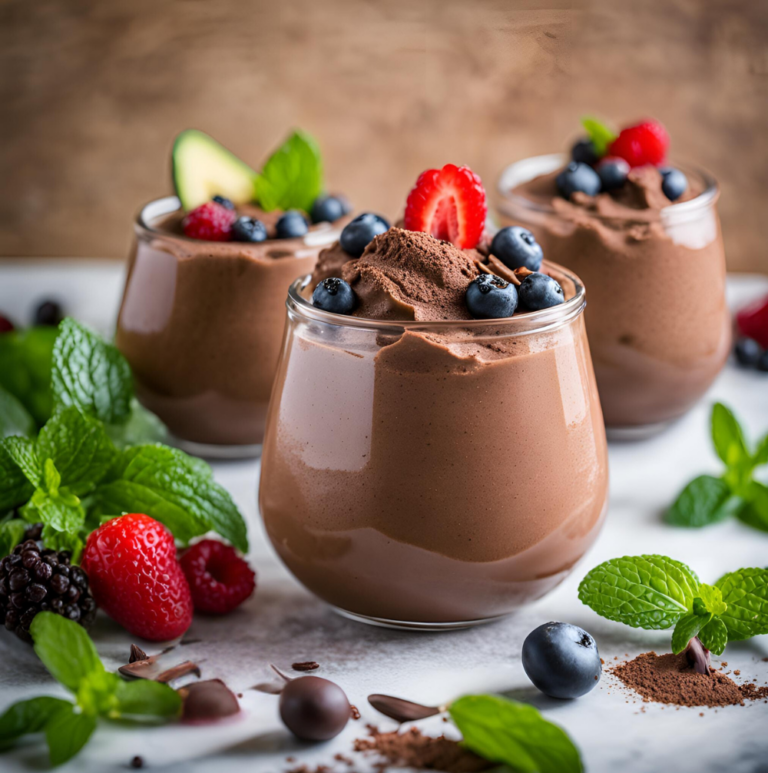 Silky Chocolate Avocado Mousse with Blueberries